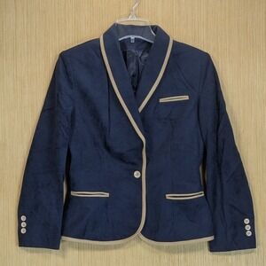 Vintage Youthcraft 60's Blue Suede Blazer Jacket Retro Preppy Academia Womens XS